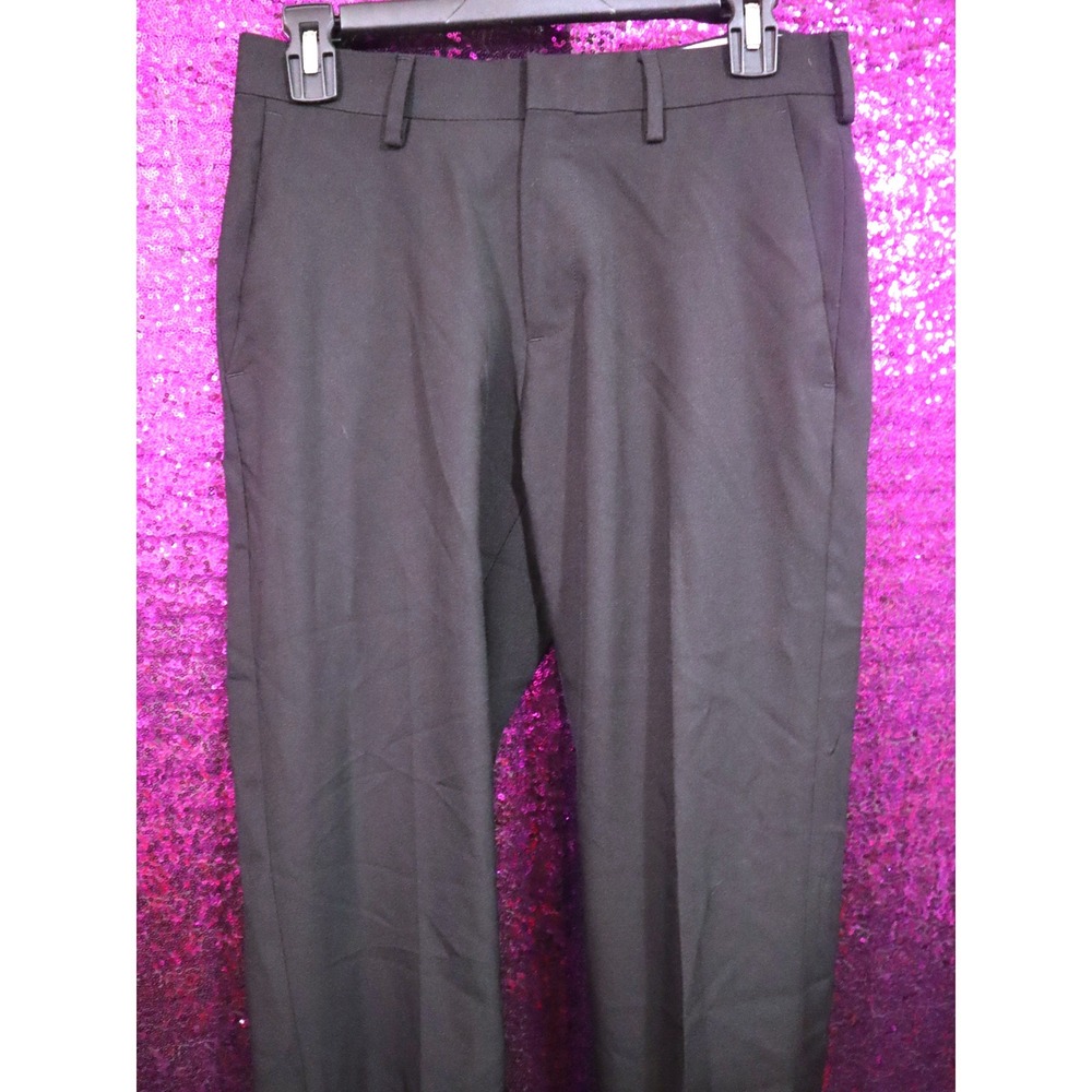 Black Dress Pants 30x30 Haggar Mens Slim Fit Flat Front Trousers